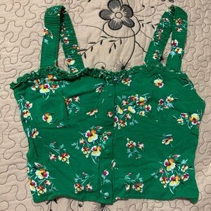 Forever 21 green floral crop top